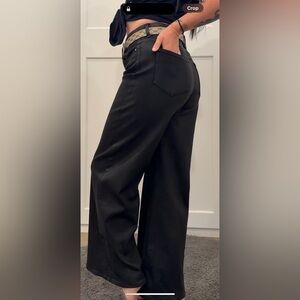 PAIGE Black Wide Leg Flare Jeans